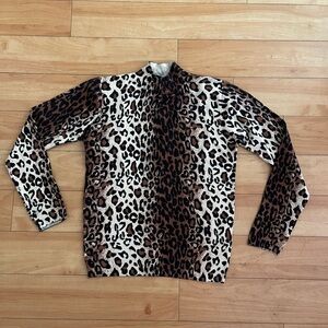 Four Seasons Animal Print Mock Neck Pullover Sweater